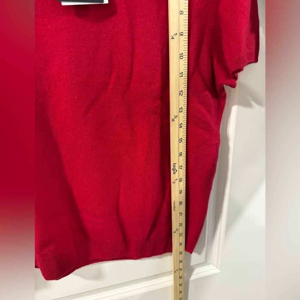 Bloomingdale’s 100% Cashmere Sweater XXL Red Short Sleeve Knit NWT - Picture 8 of 10
